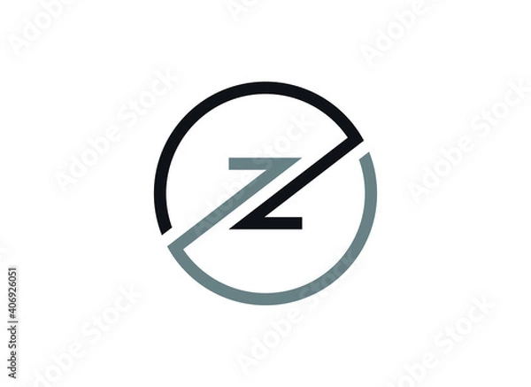 Fototapeta Letter Z logo in a modern round geometric style. Vector design