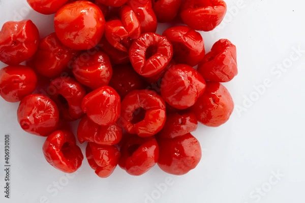 Obraz red peppadrew peppers on a white background