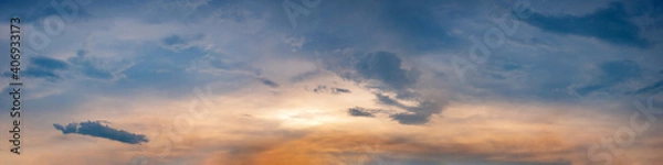 Fototapeta Twilight panorama sky background with colorful cloud in dusk. Panoramic image.