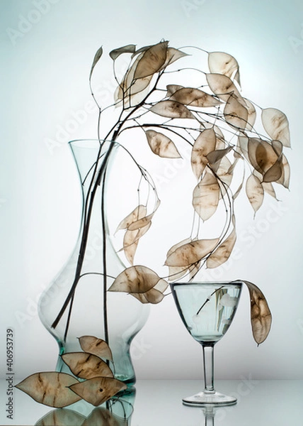 Obraz Still life with a dry branch. Minimalism.