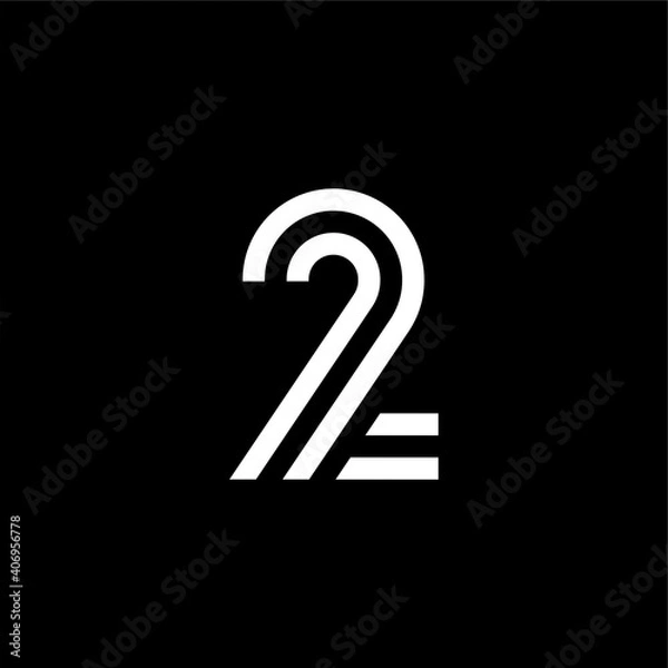 Fototapeta Vector Logo Modern Line Typeface Number 2