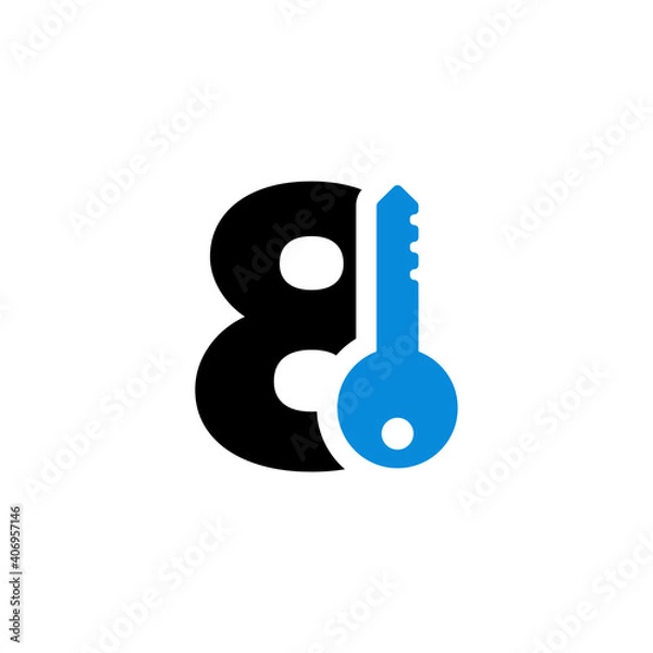 Obraz Vector Logo Number Safety Security Blue Key 8
