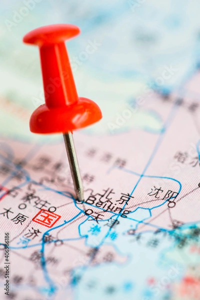 Obraz Pushpin stuck in the map