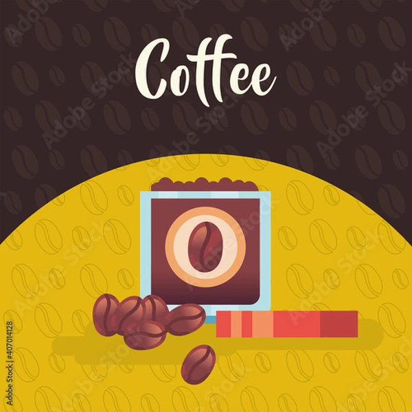 Obraz open coffee jar with beans vector design