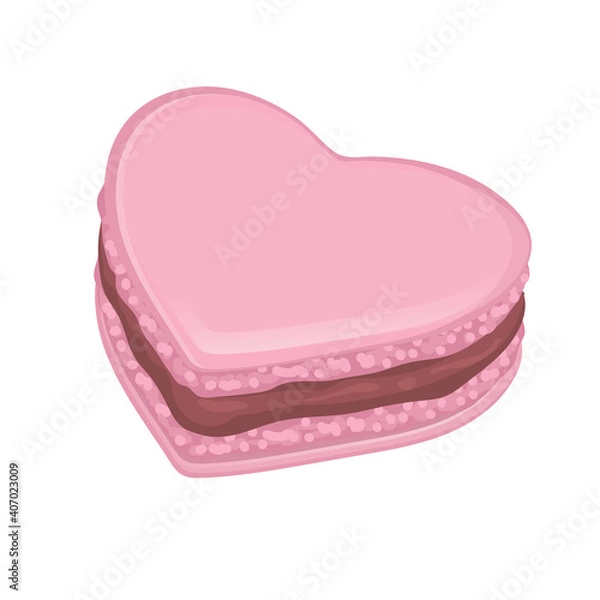 Obraz Confection pink macaroon heart shape isolated on white background close up