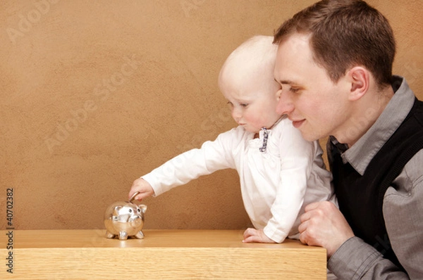 Obraz child learns to save money