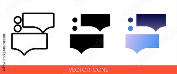 Fototapeta Speak symbol speech bubble icon icon of 3 types color, black and white, outline. Isolated vector sign symbol.