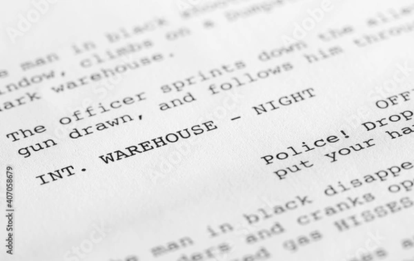 Fototapeta Screenplay close-up 2 (generic film text written by photographer)
