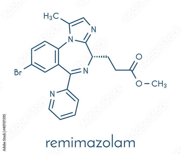 Fototapeta Remimazolam drug molecule. Skeletal formula.
