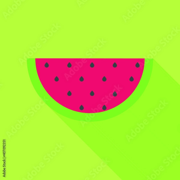 Obraz Big watermelon slice cut with seed Flat design icon