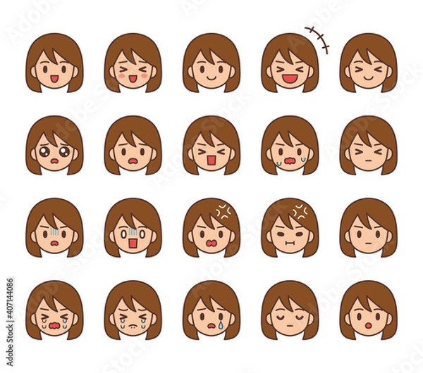 Obraz 顔　アイコン　女性　セミロングヘア　02