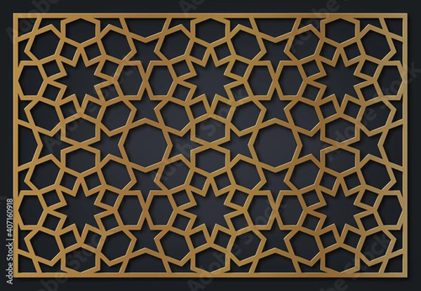 Obraz Laser Cutting Template. Decorative Grille. Oriental geometric pattern.
