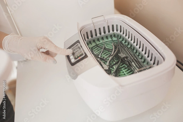 Obraz Manicure and pedicure tools sterilization