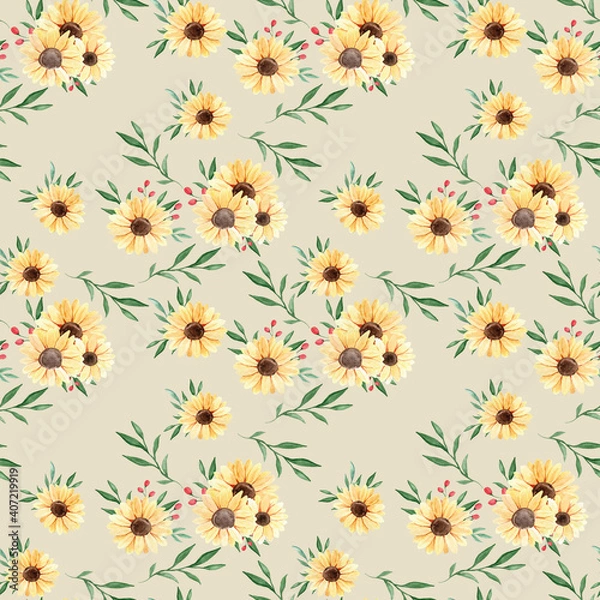 Obraz seamless background with yellow sunflowers
