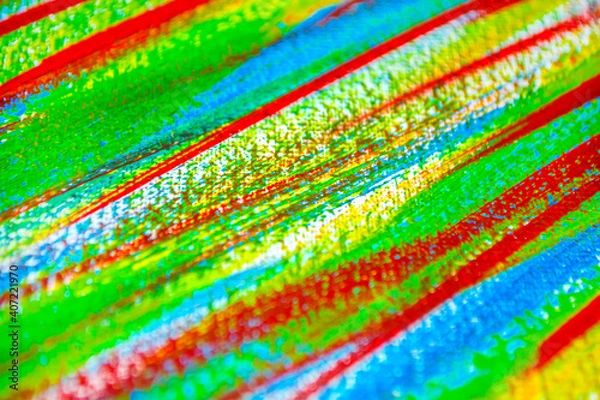 Fototapeta Many different multi-colored lines are chaotically drawn with brush