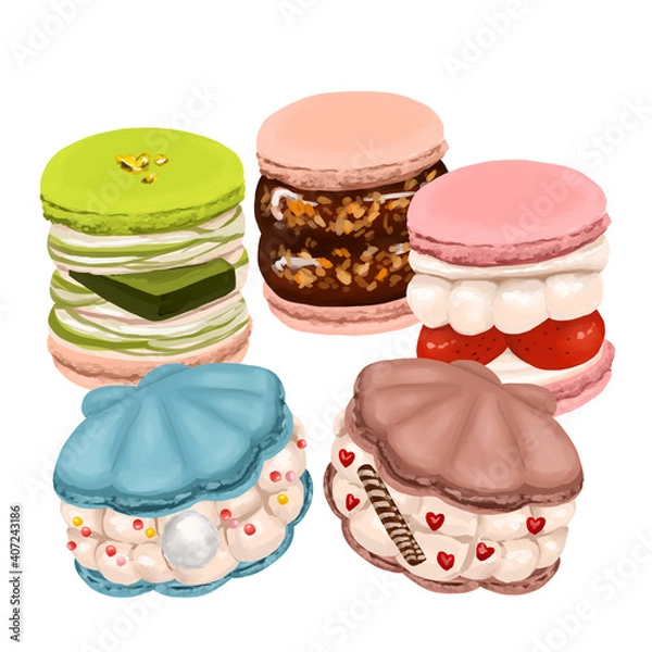 Fototapeta chubby/chunky macaroon
a macaron
韓国スイーツ　流行　マカロン　トゥンカロン　シェルマカロン　盛り合わせ　セット
