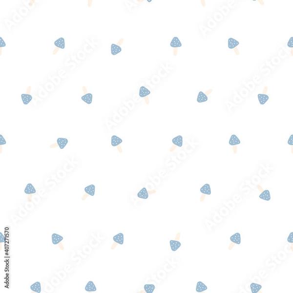 Fototapeta Seamless vector pattern with colorful mushrooms for decoration, textile, fabric, stationery, background