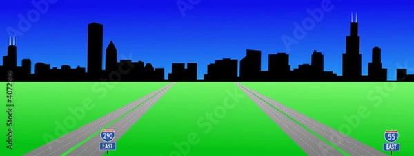 Fototapeta Chicago Skyline and interstates