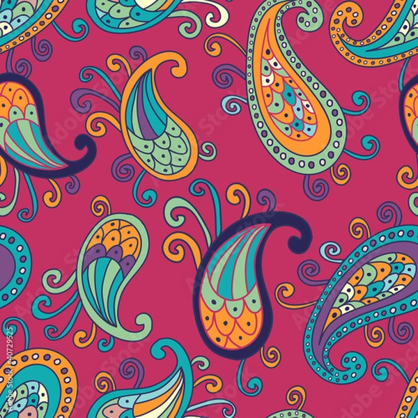 Fototapeta paisley elements seamless pattern