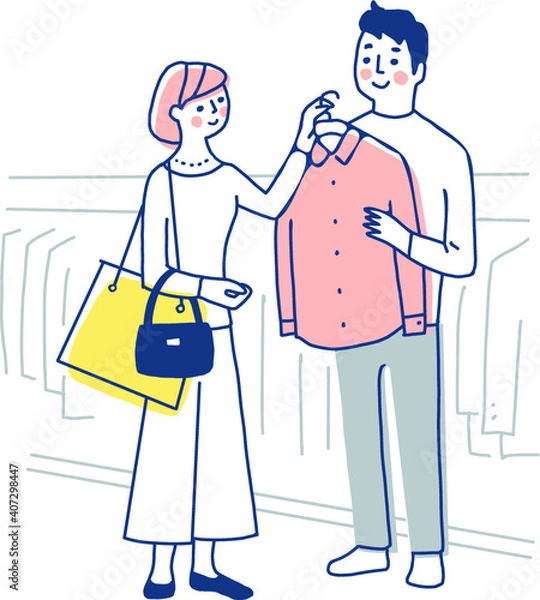 Fototapeta 洋服の買い物を楽しむカップル