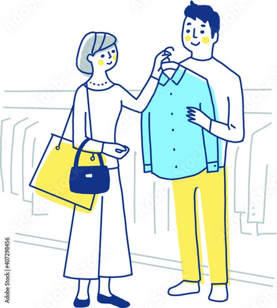 Fototapeta 洋服の買い物を楽しむカップル