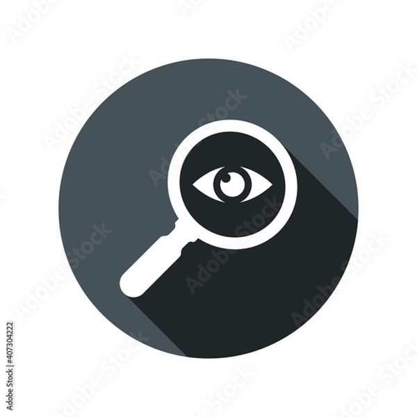 Fototapeta Analysis icon. Icon eye with a magnifying glass. Observation sign