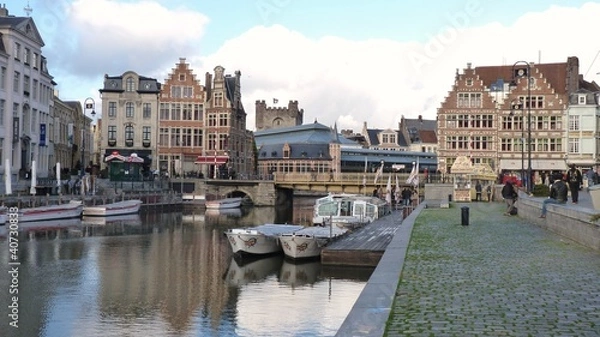 Obraz Gent, Belgium - canal and waterfront