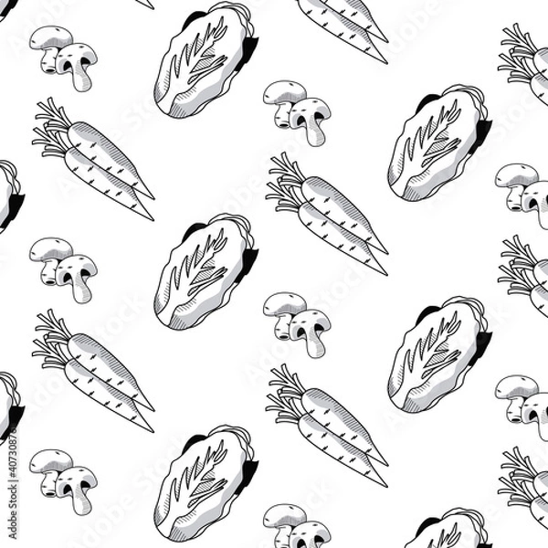 Fototapeta set vegetables pattern background icons
