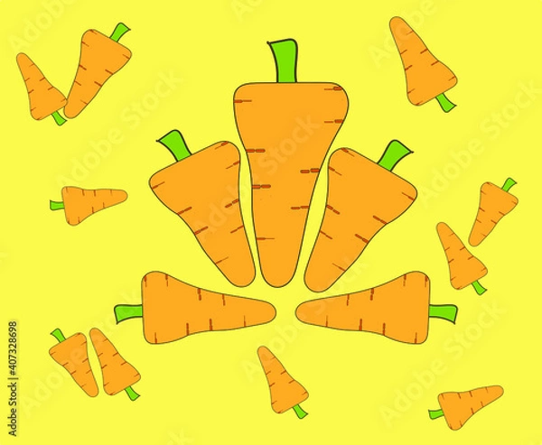 Fototapeta carrot: interesting carrot illustration on a yellow background