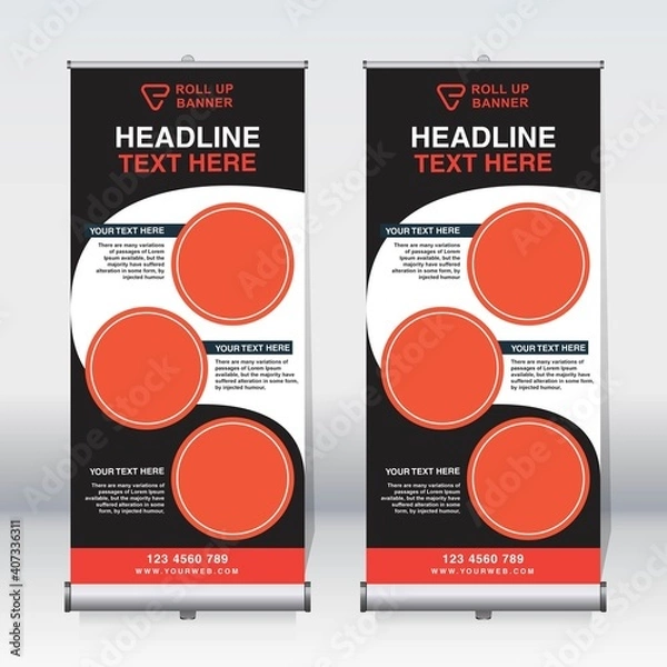 Fototapeta Roll up banner for your company or business, vector file, high quality, clean, creative, easy to edit, modern design x-banner, roller