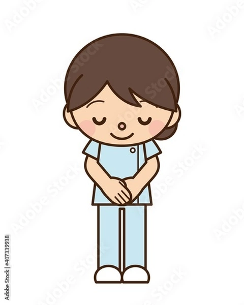 Fototapeta 看護師 女性 お辞儀