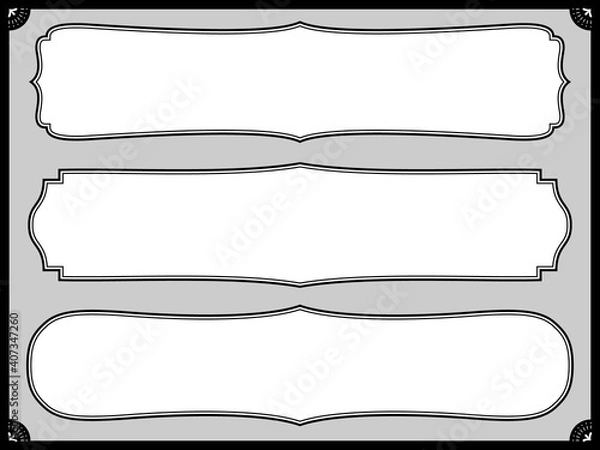 Fototapeta 洋風の横長ラベルフレームセット