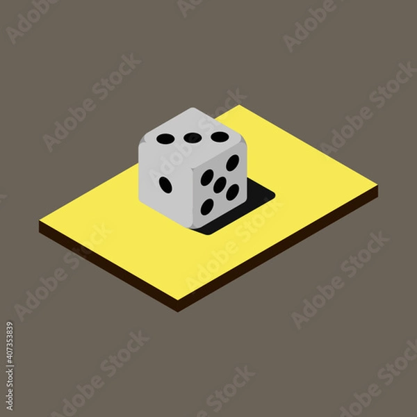 Fototapeta Isometric Dice with Three at top side and One Five at other side, can be used as Icon, Logo, or Avatar