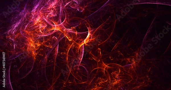Fototapeta 3D rendering abstract multicolor fractal light background