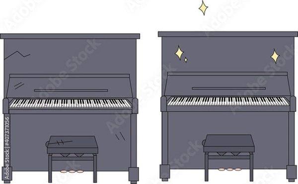 Obraz 古いピアノと新しいピアノ