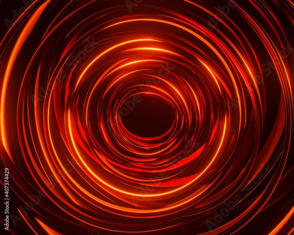 Fototapeta 3D rendered abstract red metallic circular background