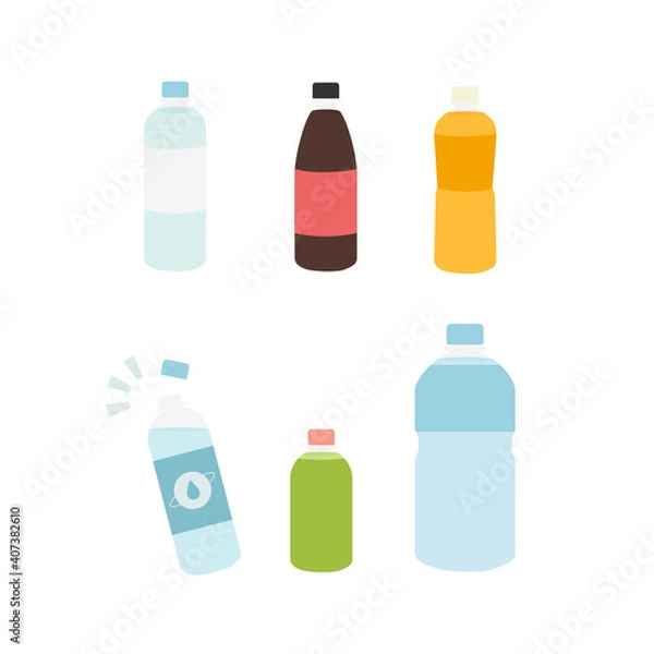Obraz いろんな飲みものとペットボトルイラスト素材