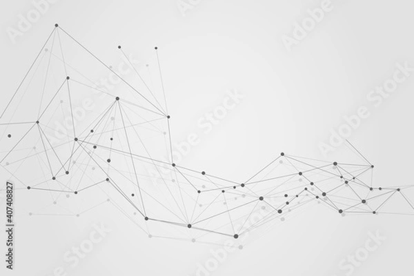 Obraz Abstract connecting dots, Polygonal background, technology design, vector illustration