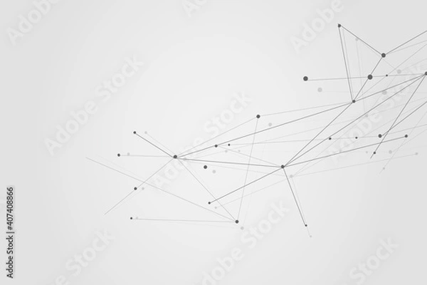 Obraz Abstract connecting dots, Polygonal background, technology design, vector illustration