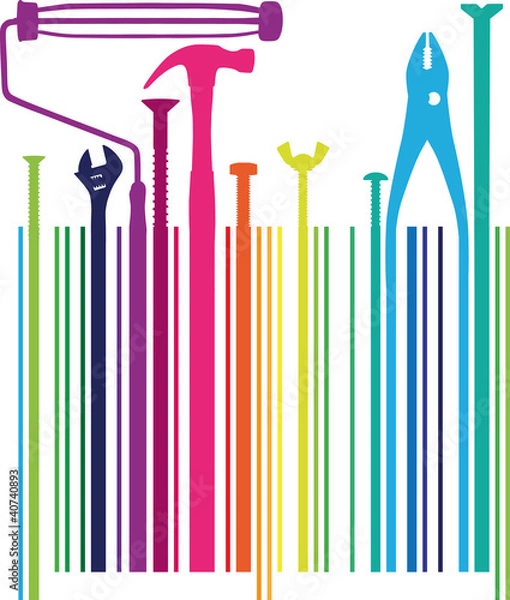 Fototapeta different tools on bar code. Vector illustration