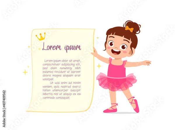 Fototapeta little girl wear beautiful ballerina costume and dance