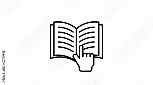 Obraz Vector Isolated Illustration of a Book and a hand. Book Reading Icon