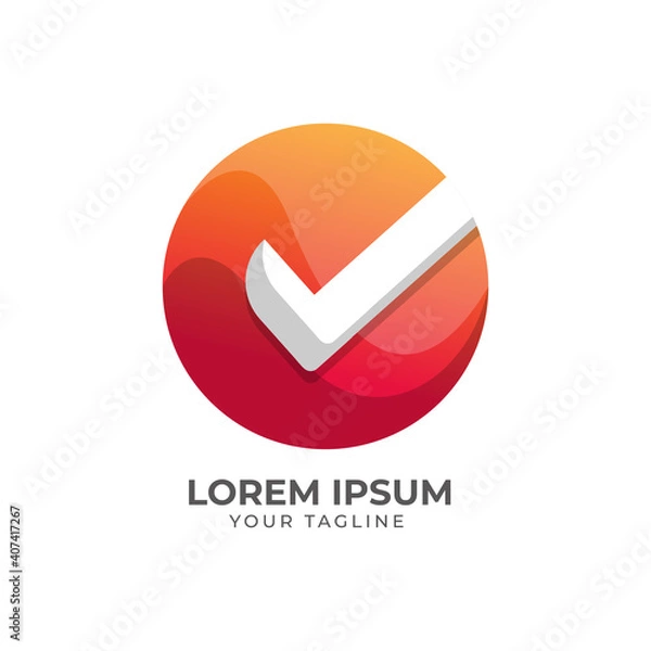 Fototapeta Circle and tick gradient logo design template