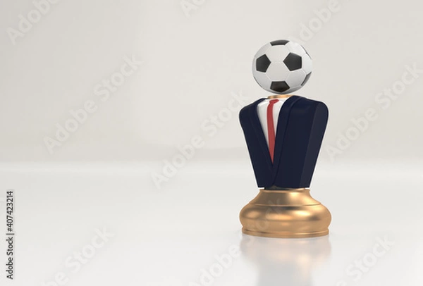 Fototapeta chess concept, football manager white background 3d rendering.