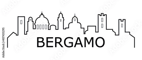 Fototapeta Bergamo skyline in white background in vector file. City name lettering.