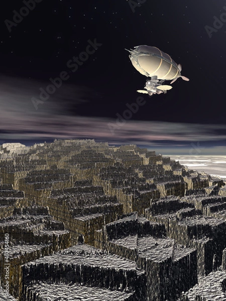 Obraz Airship and moonlight