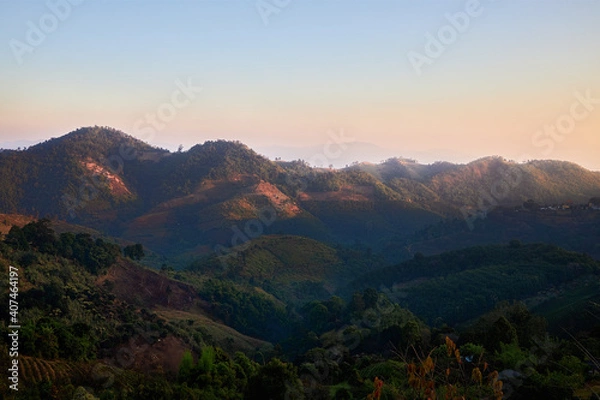 Fototapeta View of mountain in Doi Mae Salong, Chiang Rai, Thailand