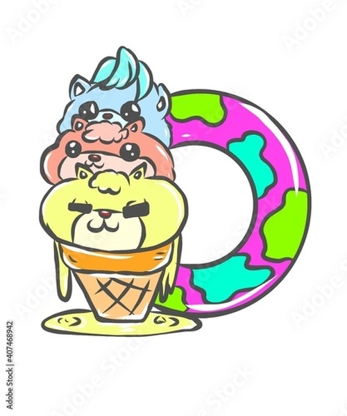 Fototapeta Sommer Urlaub Cartoon Lustig Strand Baden