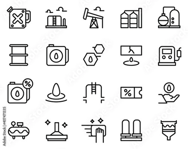 Fototapeta Simple set of oil vector on white background.