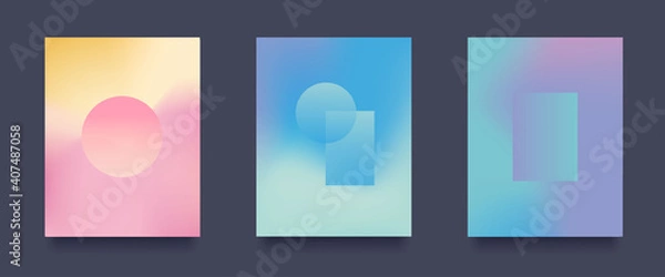 Fototapeta Abstract geometric background set. Minimalistic Gradient Patterns with Geometric Shapes. Vector illustration